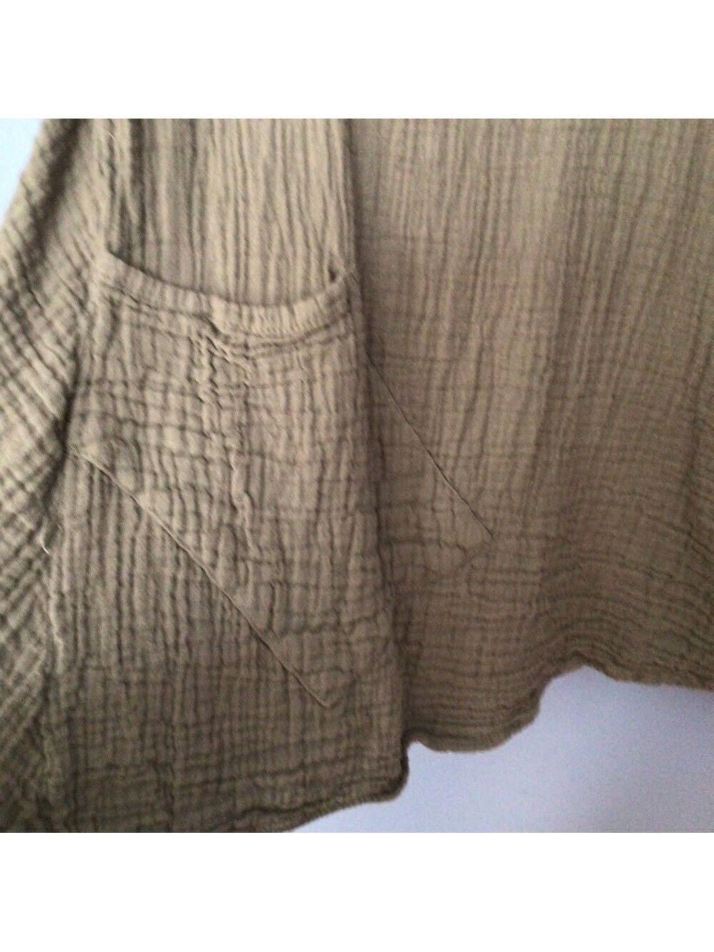 Lagenlook Gauze Cotton 2-Piece Beige Asymmetrical Top & Vest Set Sz S/M - Picture 8 of 9